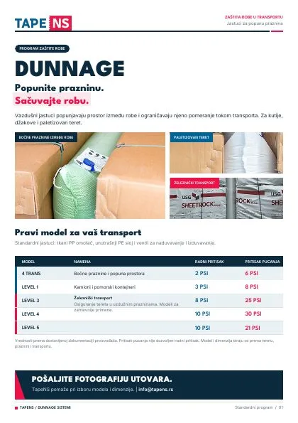 Naslovna strana: Dunnage – brošura