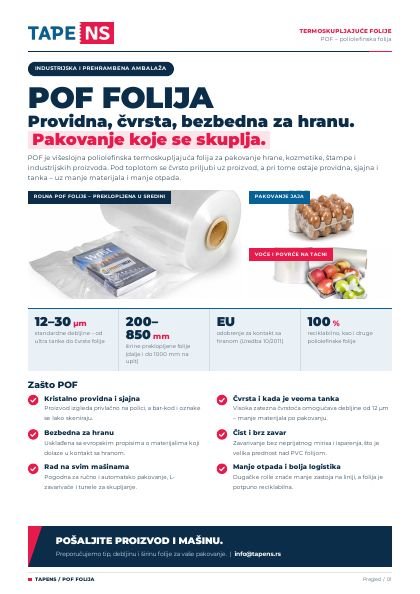 Naslovna strana brošure POF folija – brošura