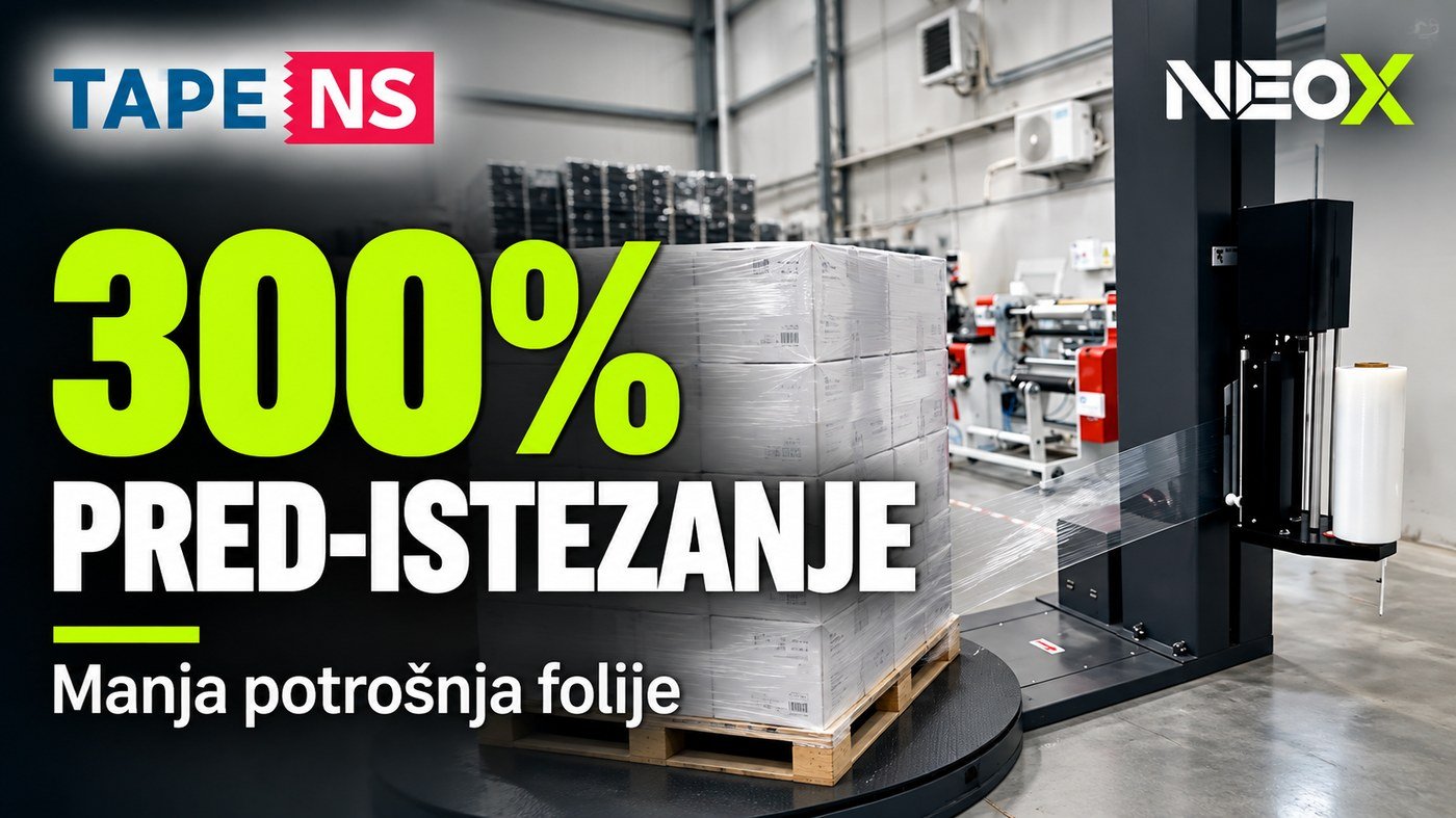 NEOX mašina za streč foliju – 300% predistezanja, manja potrošnja folije