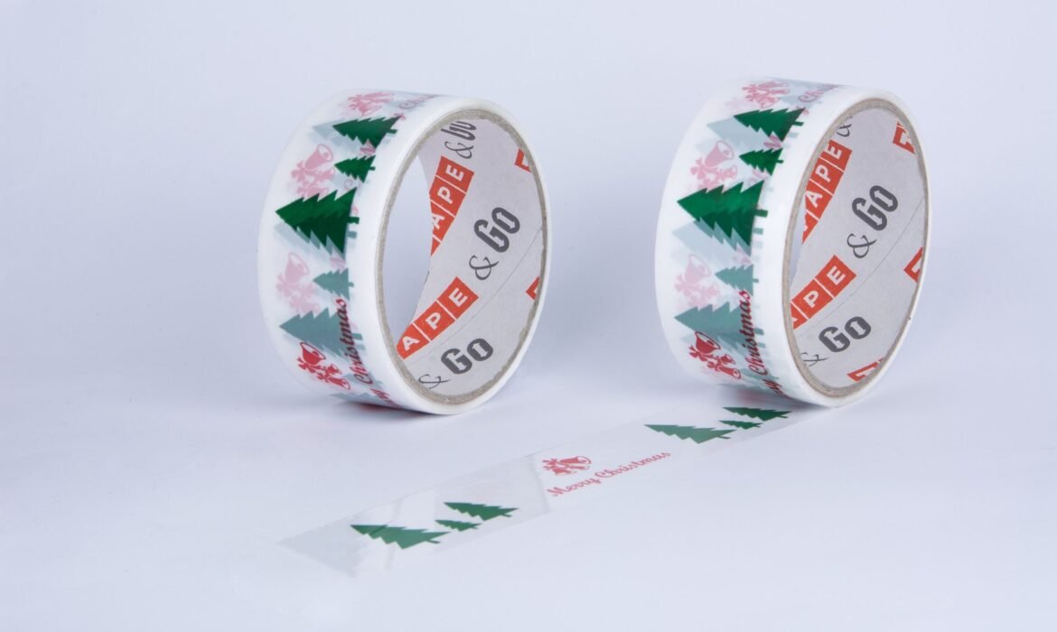 Božićna selotejp traka – bela